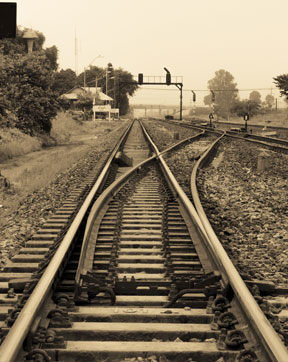 Railroad tracks stretching into the distance